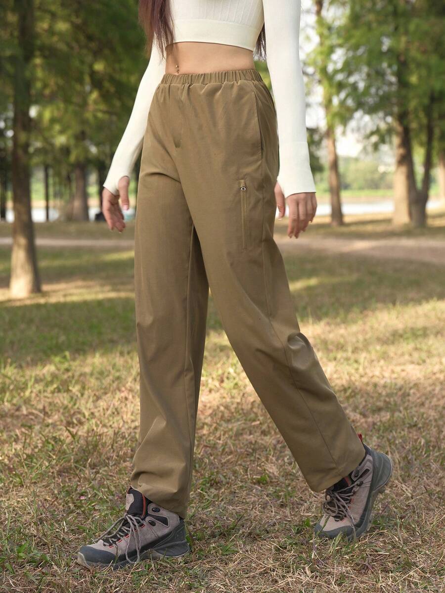 High-Waisted Performance-Wanderhose – Olive Edition