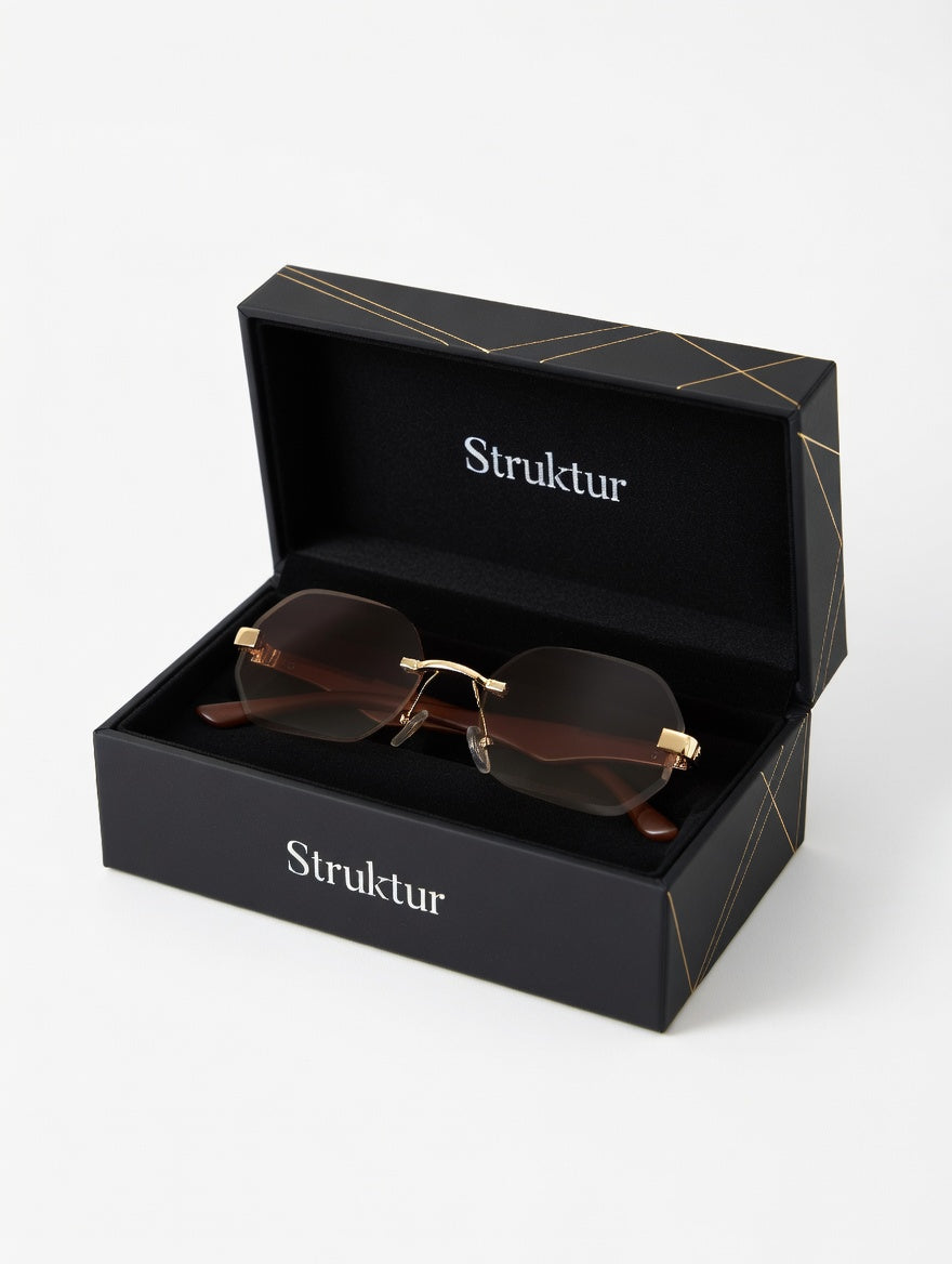Radiant Rechteck-Sonnenbrille – Bernsteinfarbenes Harz