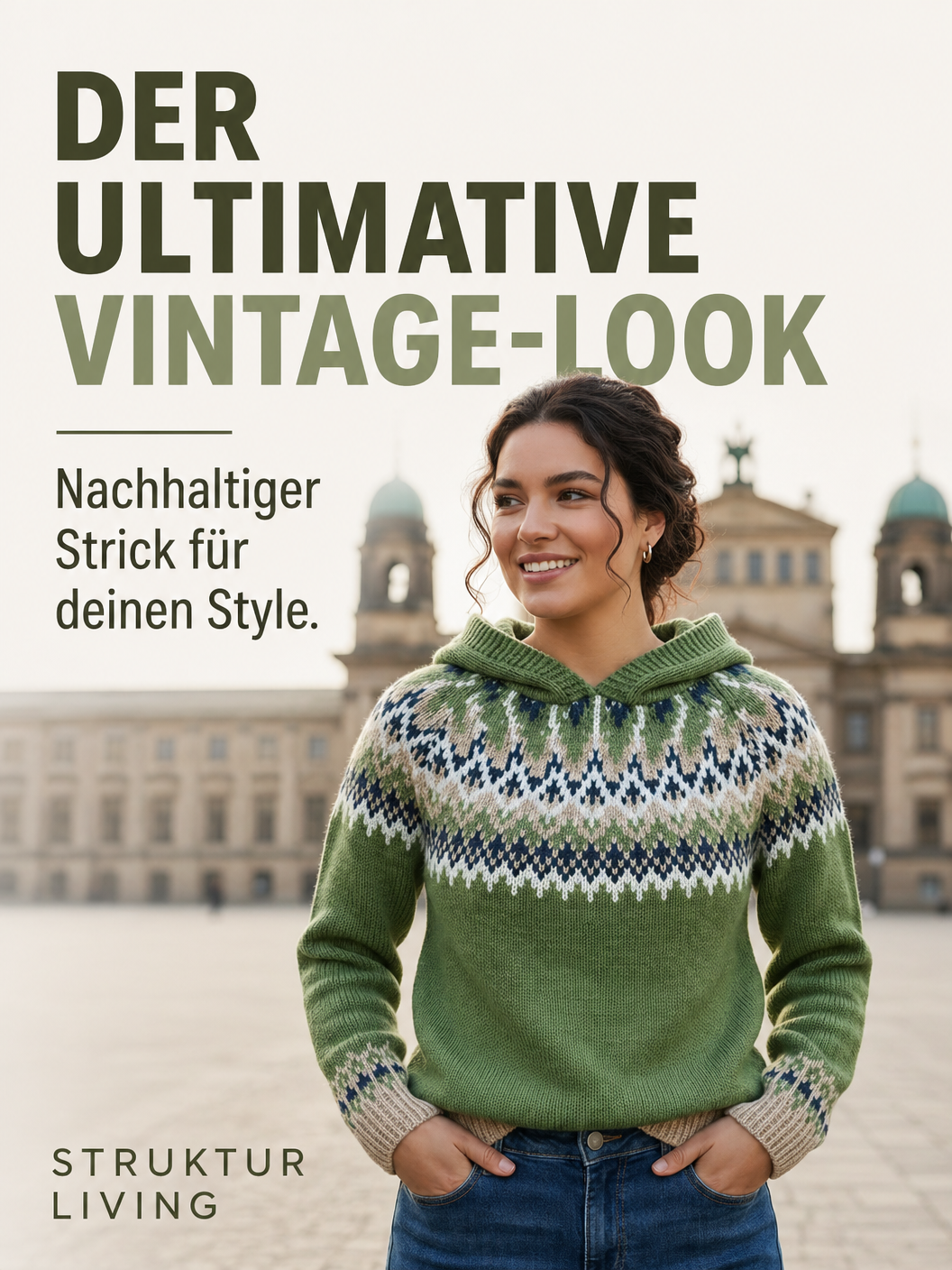 Grüner Vintage-Strickpullover
