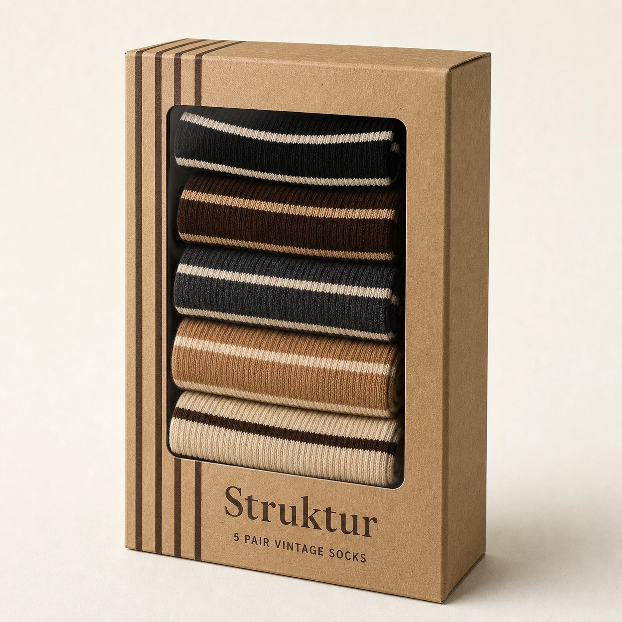 5 Paar gestreifte Vintage-Socken