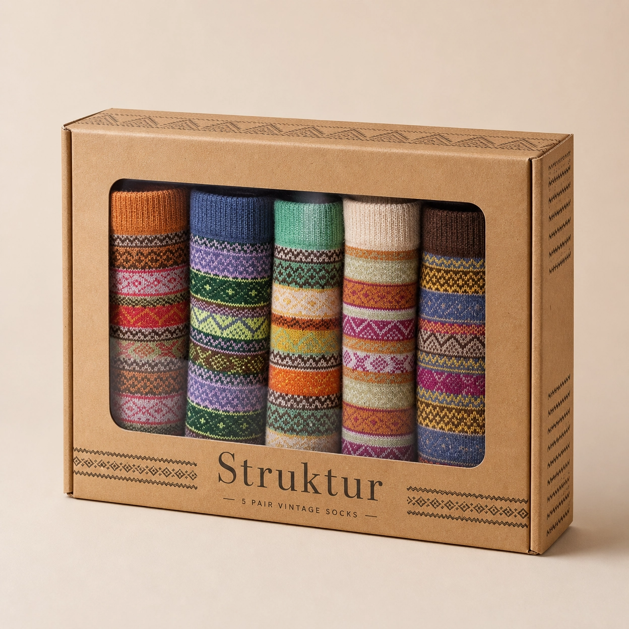 Retro-Socken-Set – 5 Paar (Kurzschaft)