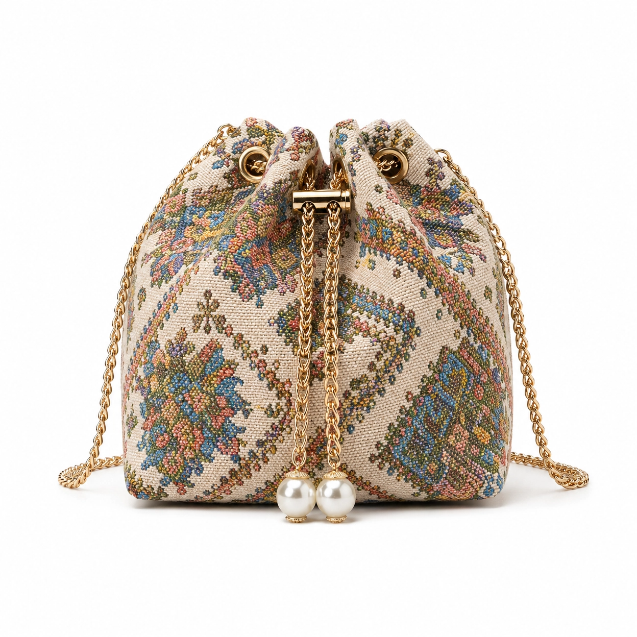 Vintage Jacquard-Beuteltasche