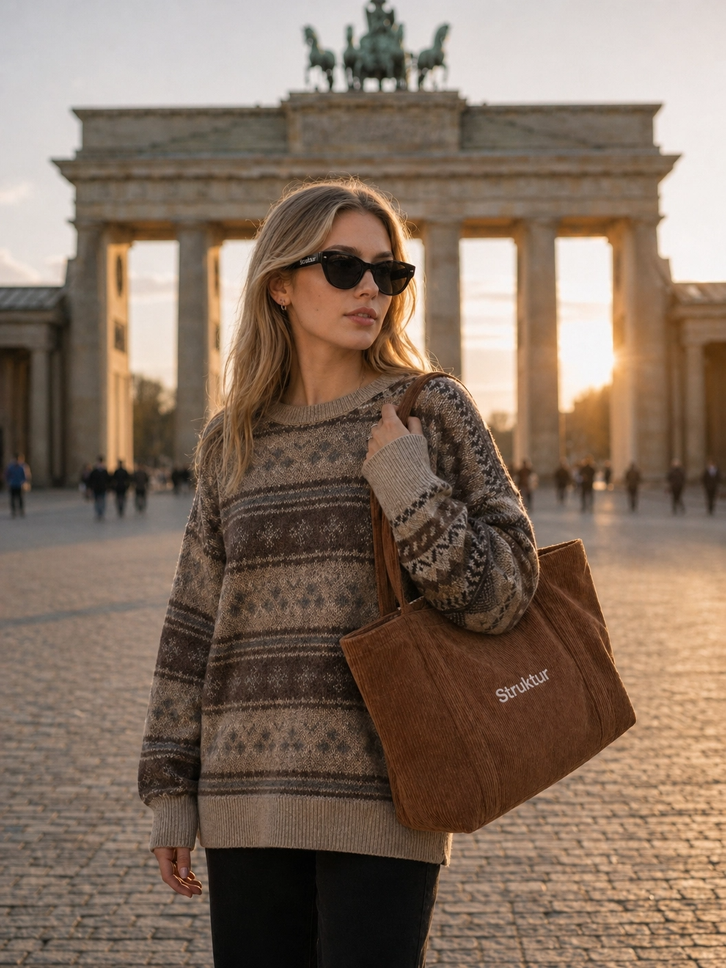 Geo-Strickpullover Braun