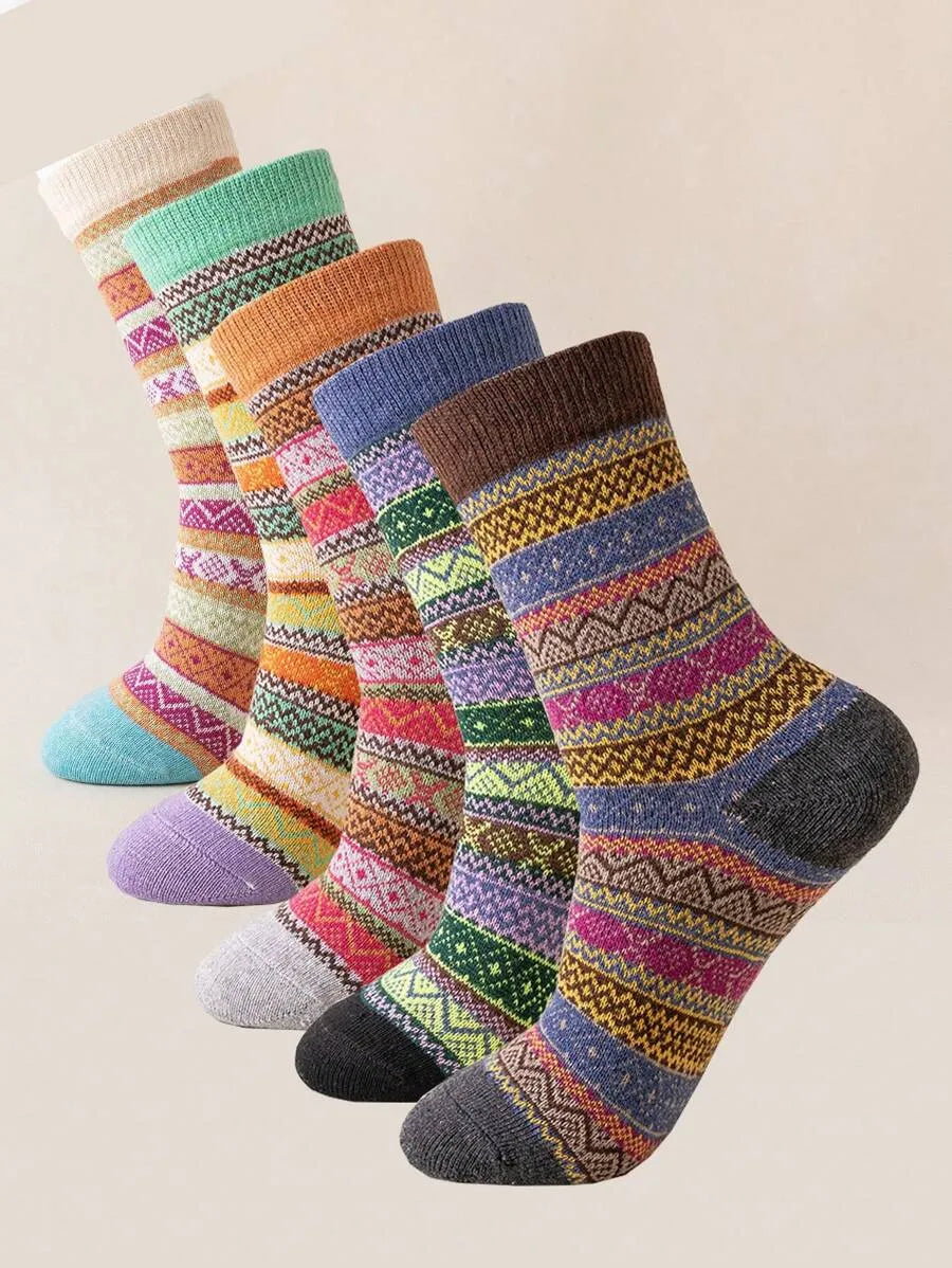 Retro-Socken-Set – 5 Paar (Kurzschaft)