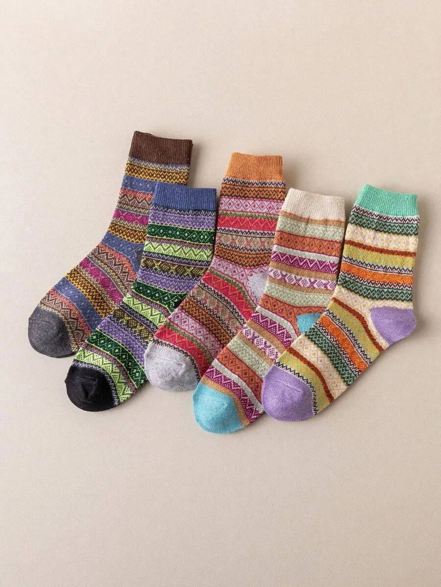 Retro-Socken-Set – 5 Paar (Kurzschaft)