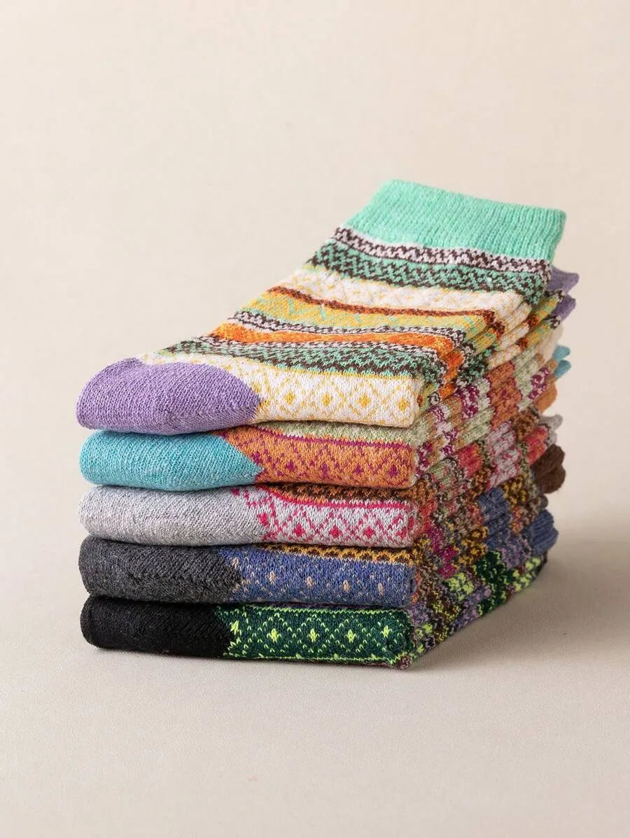 Retro-Socken-Set – 5 Paar (Kurzschaft)
