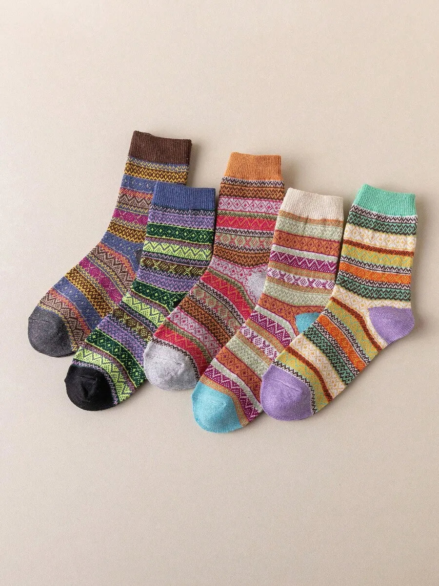 Retro-Socken-Set – 5 Paar (Kurzschaft)