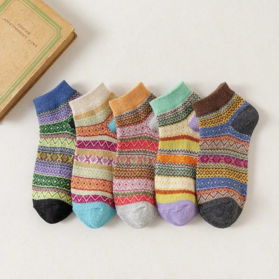 Retro-Socken-Set – 5 Paar (Kurzschaft)