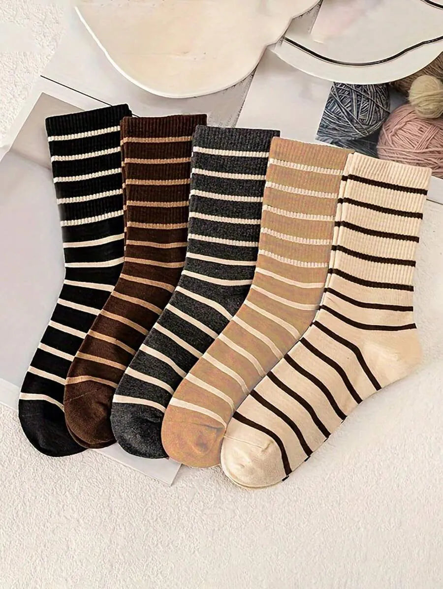 5 Paar gestreifte Vintage-Socken