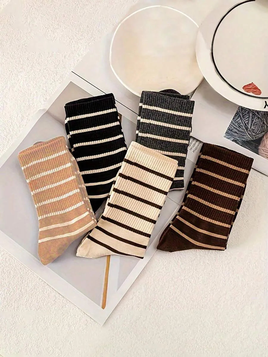 5 Paar gestreifte Vintage-Socken