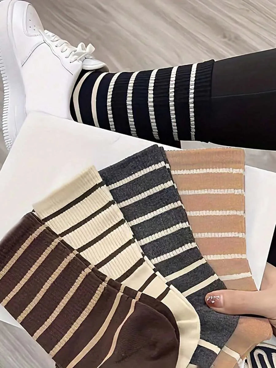 5 Paar gestreifte Vintage-Socken