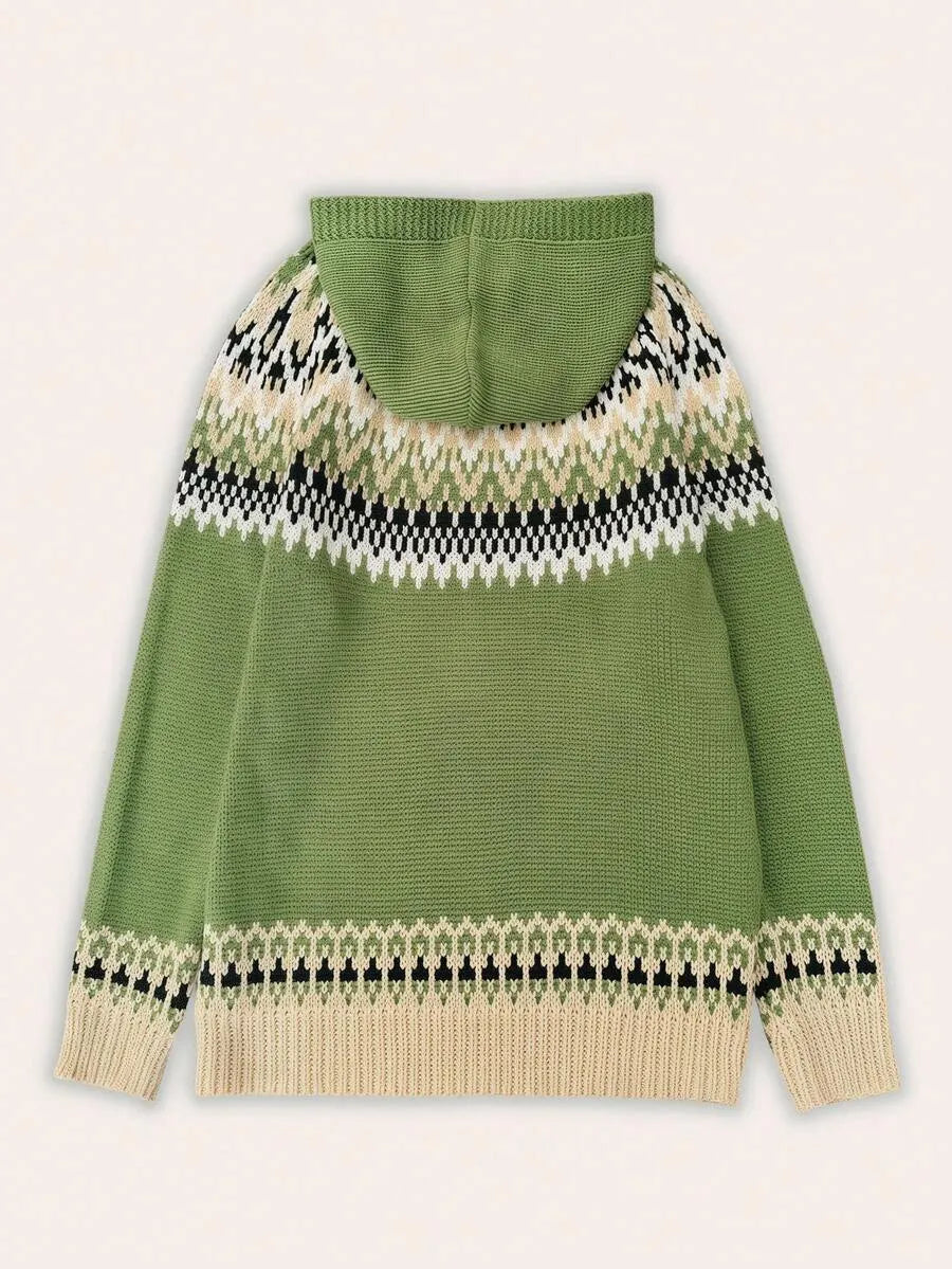Grüner Vintage-Strickpullover