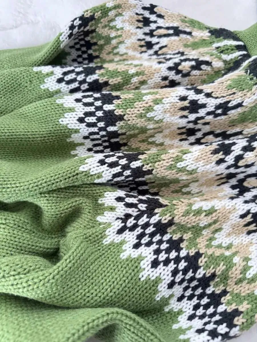 Grüner Vintage-Strickpullover