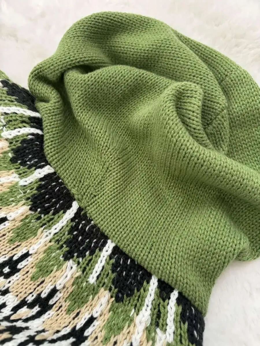 Grüner Vintage-Strickpullover