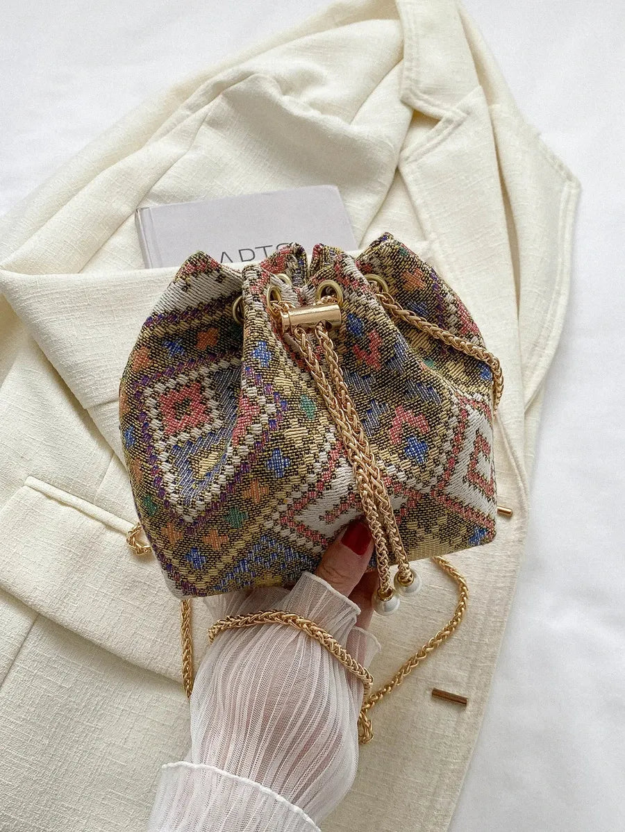 Vintage Jacquard-Beuteltasche