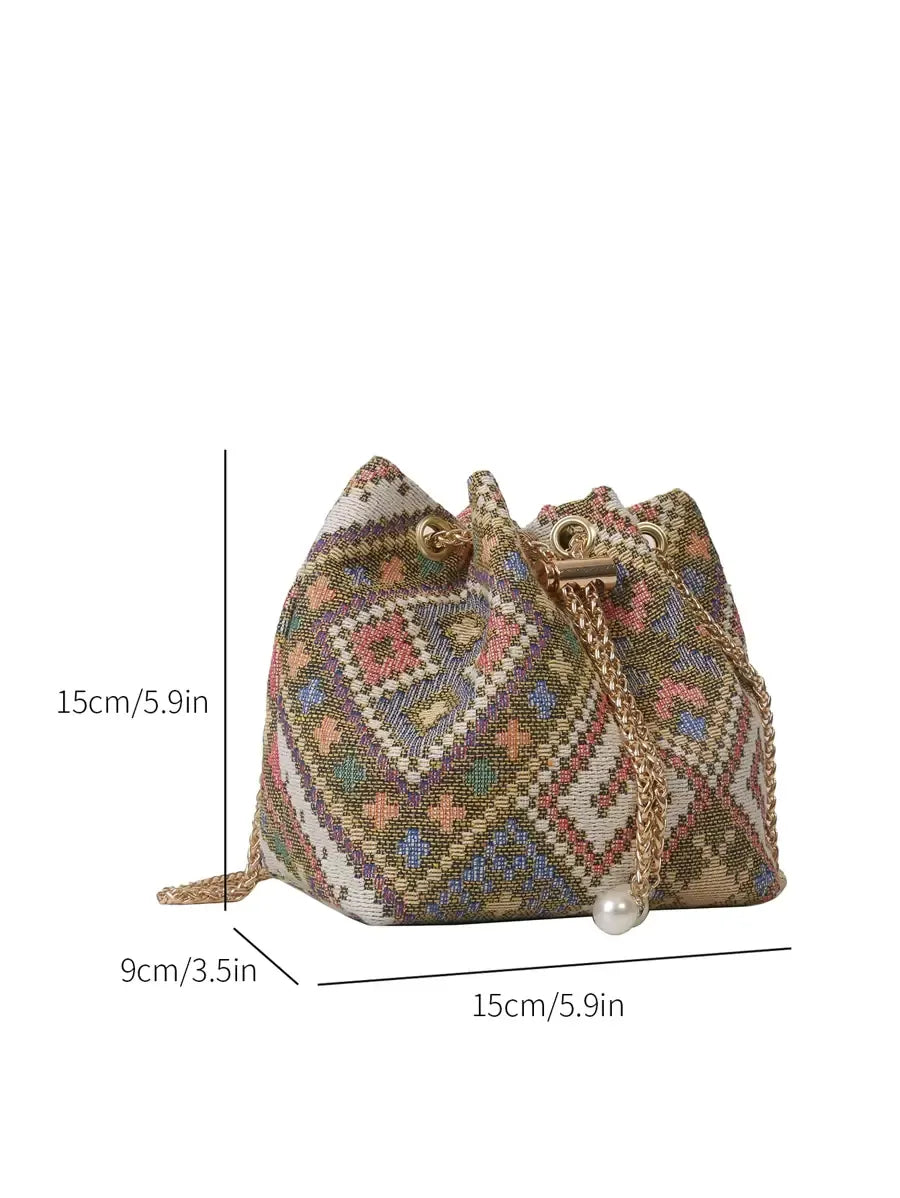 Vintage Jacquard-Beuteltasche