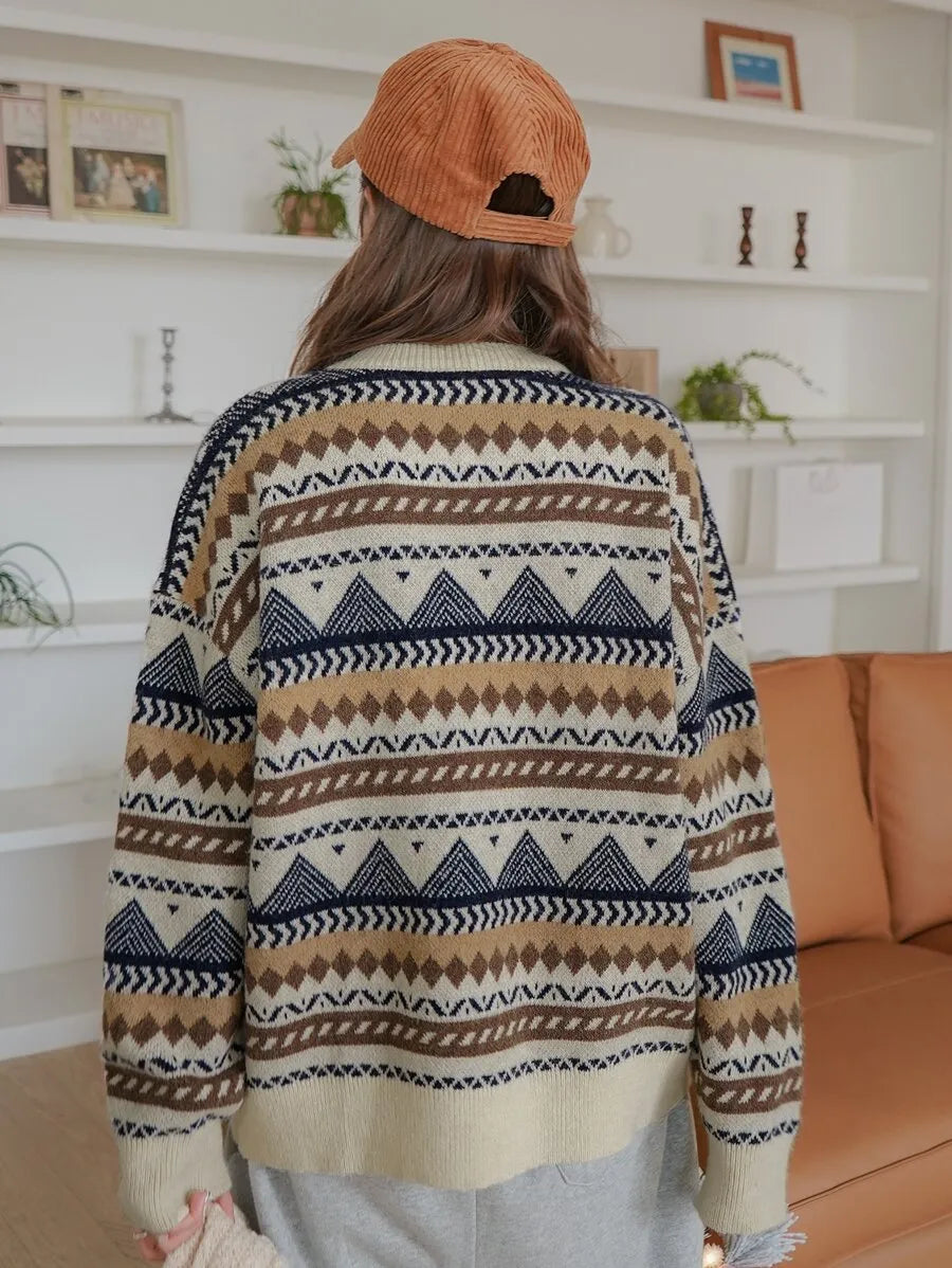 Oversized-Ethno-Strickpullover – Munich Edition