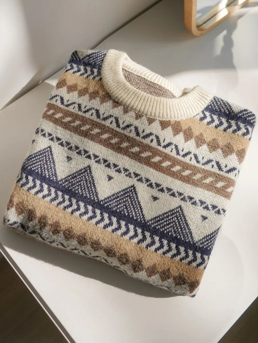 Oversized-Ethno-Strickpullover – Munich Edition