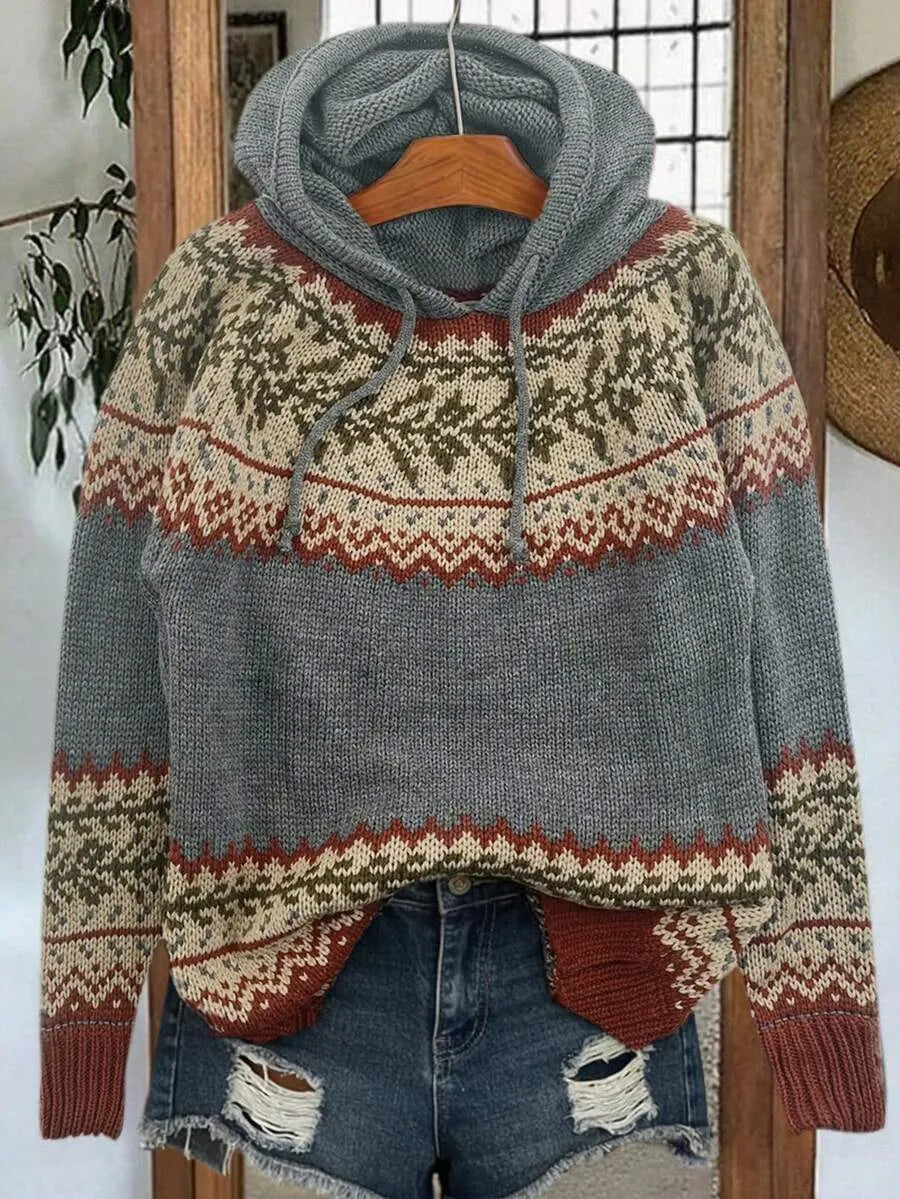 Grauer Vintage Kapuzenpullover
