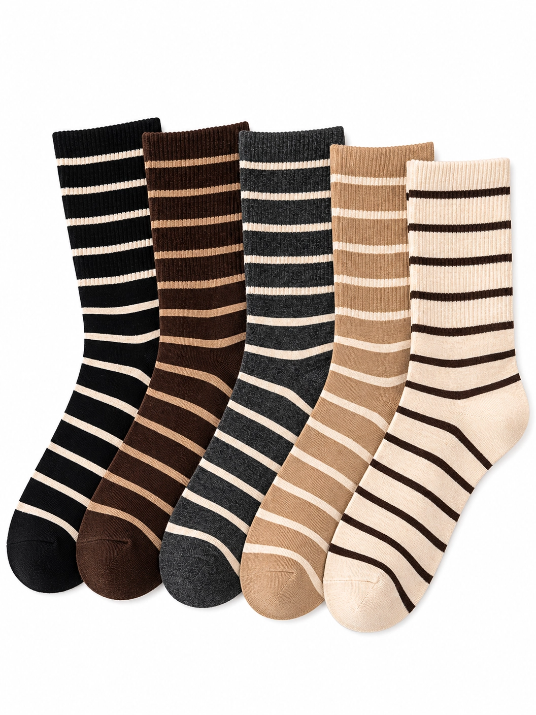 5 Paar gestreifte Vintage-Socken