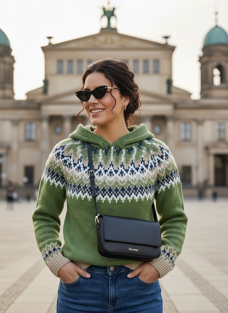 Grüner Vintage-Strickpullover