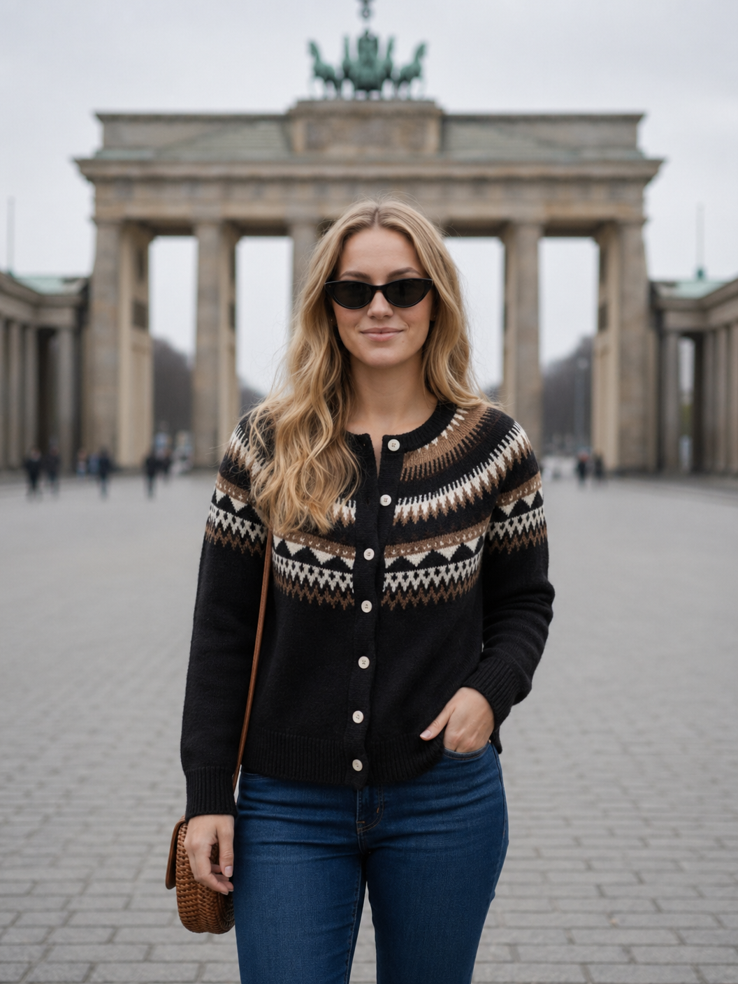 Graue Vintage-Strickjacke – Nordic Style