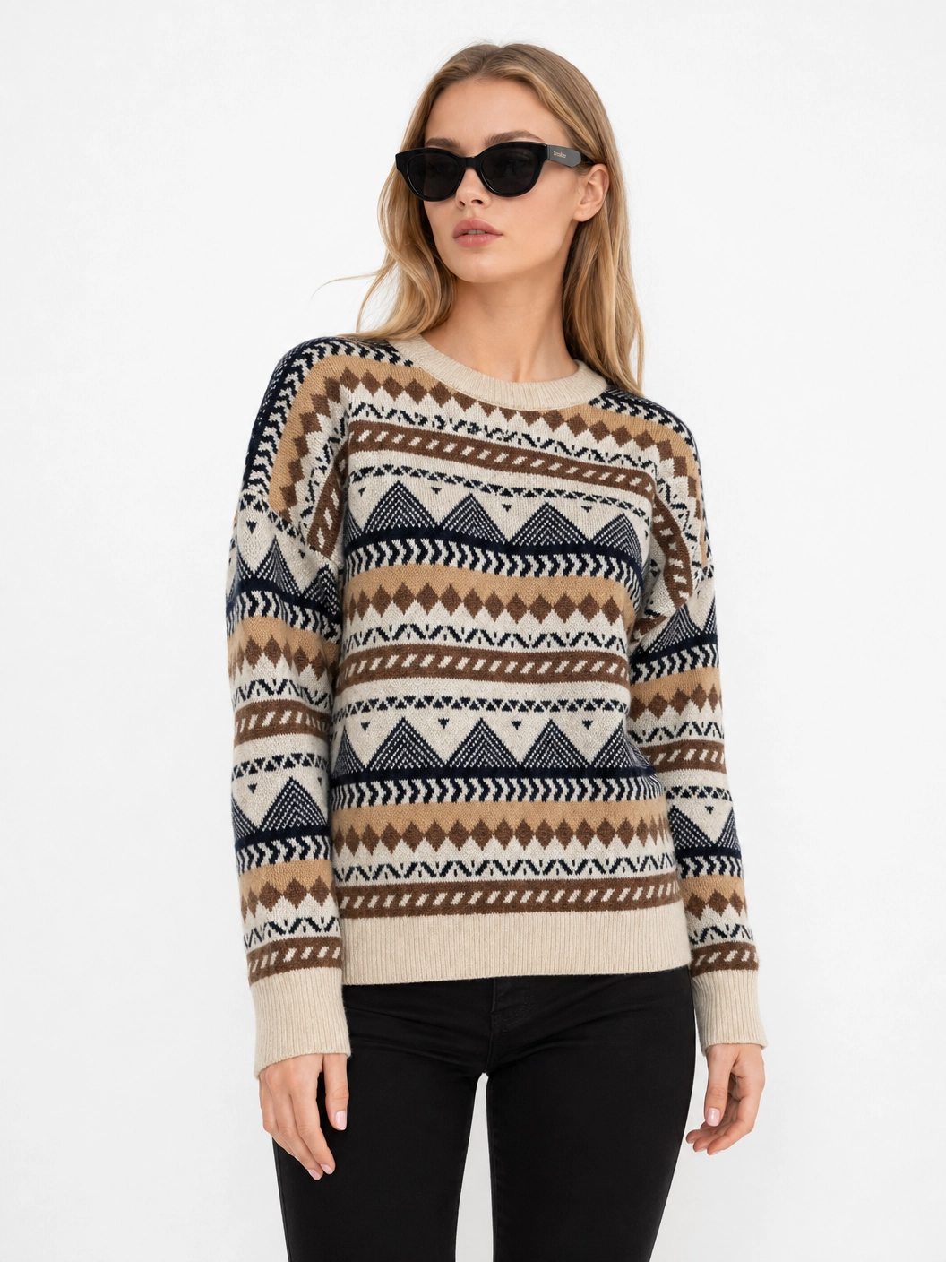 Oversized-Ethno-Strickpullover – Munich Edition