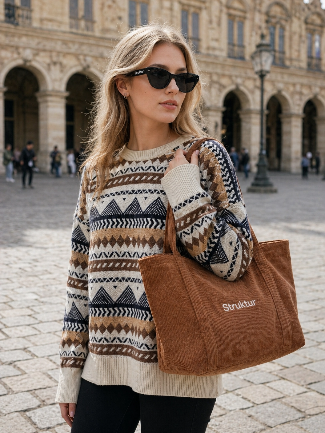 Oversized-Ethno-Strickpullover – Munich Edition